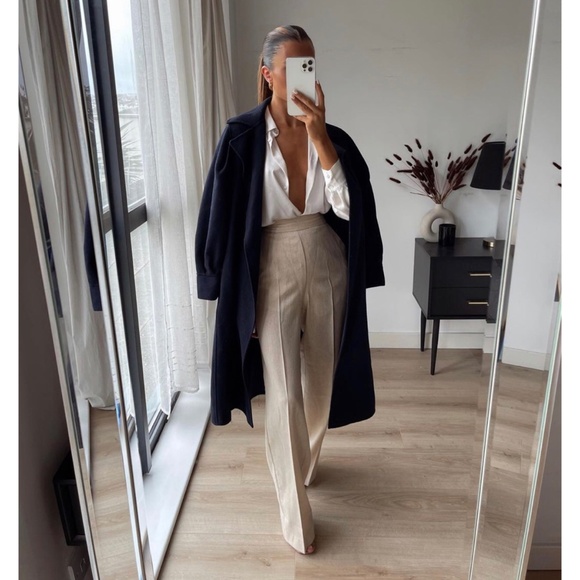 Zara Linen Look Rustic Wide Leg Pant XS NWT - Picture 3 of 9